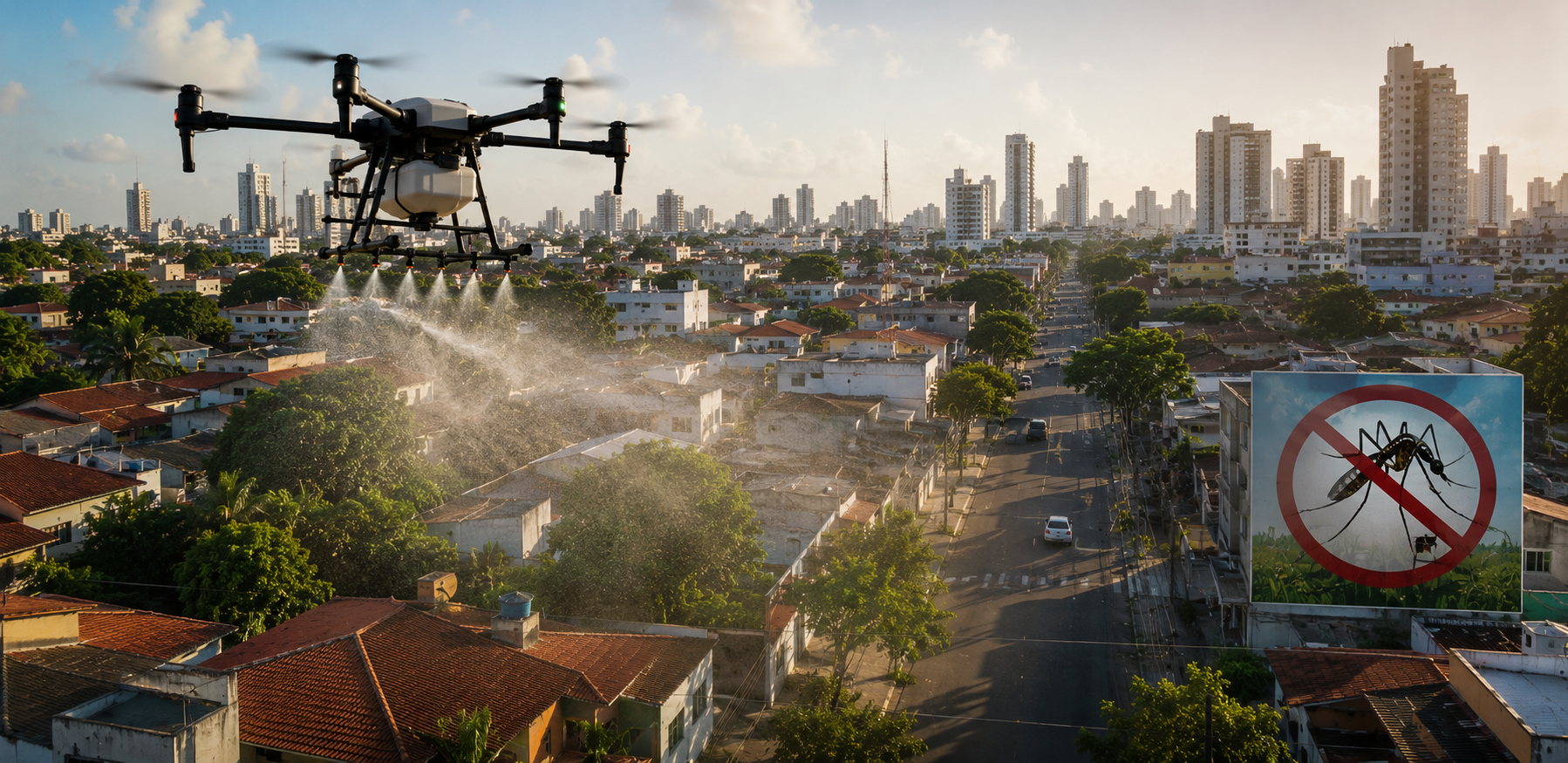 Drone para combate à dengue — pulverização urbana com RPAS no Triângulo Mineiro